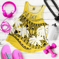 Personalised Fiji Day Women Racerback Tank Flying Fijians Masi Kesa Style - Gold - Wonder Print Shop