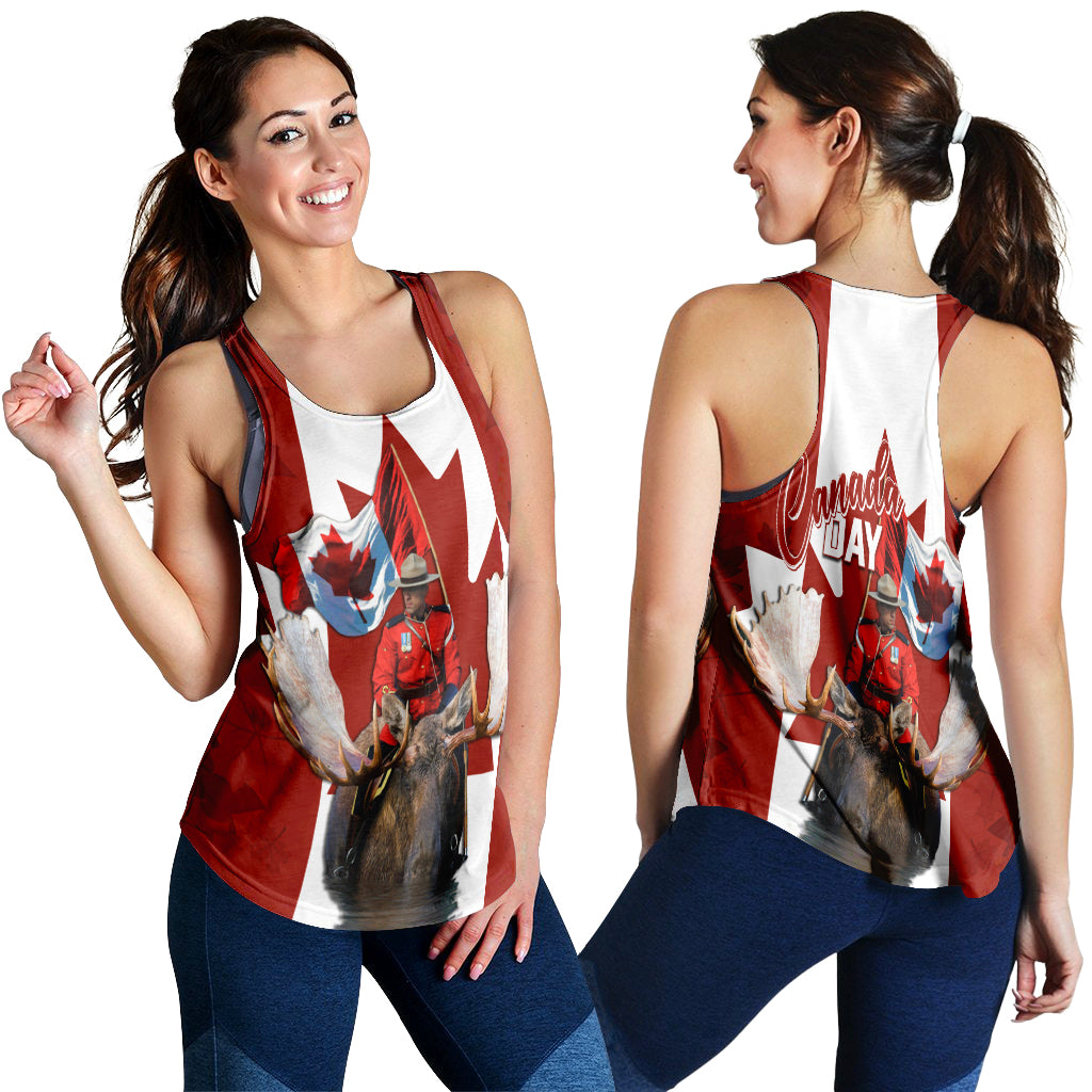 Canada Day Women Racerback Tank Mountie on Moose - Wonder Print Shop