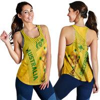 Personalised Australia Soccer WC 2022 Women Racerback Tank Socceroos Sporty Style - Wonder Print Shop
