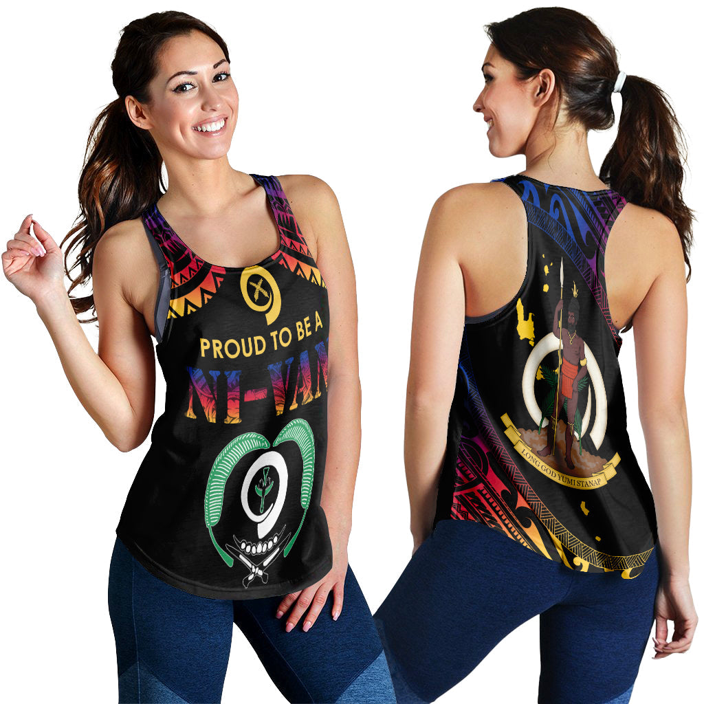 Vanuatu Proud To Be A Ni-Van - Polynesian Pattern Women Racerback Tank - Torba Province - Wonder Print Shop