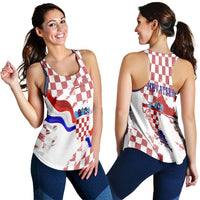 Croatia Women Racerback Tank Checkerboard Grunge Style - Wonder Print Shop