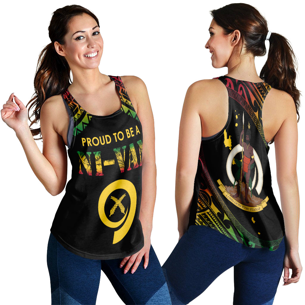 Vanuatu Proud To Be A Ni-Van - Polynesian Pattern Women Racerback Tank - Wonder Print Shop