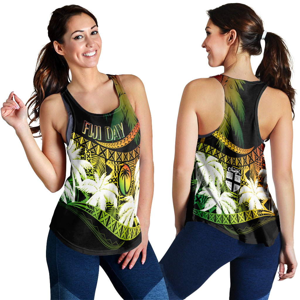 Personalised Fiji Day Women Racerback Tank Flying Fijians Masi Kesa Style - Reggae - Wonder Print Shop