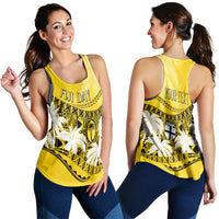 Personalised Fiji Day Women Racerback Tank Flying Fijians Masi Kesa Style - Gold - Wonder Print Shop