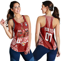 Personalised Tonga Rugby Women Racerback Tank Mate Ma'a Tonga Warriors - Wonder Print Shop
