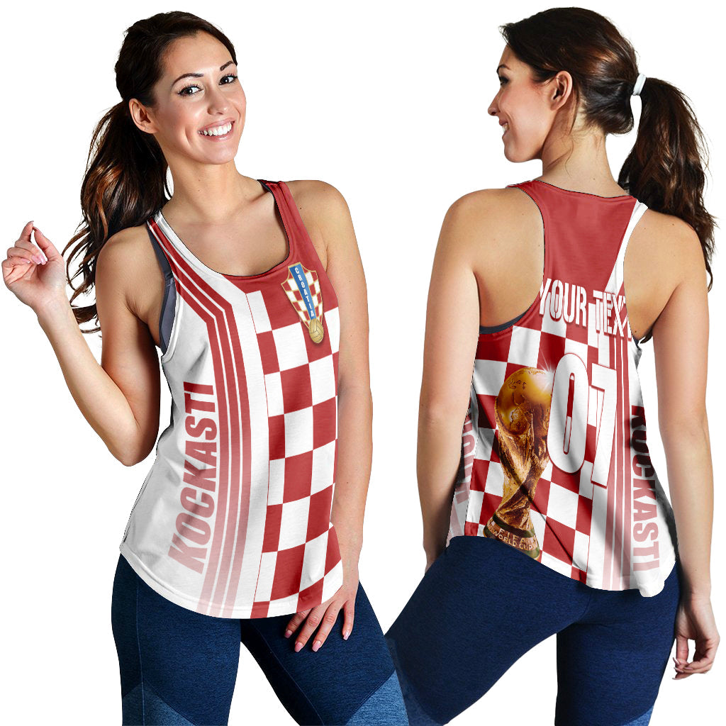 Personalised Croatia World Cup 2022 Women Racerback Tank Kockasti - Wonder Print Shop