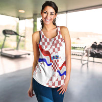 Croatia Women Racerback Tank Checkerboard Grunge Style - Wonder Print Shop