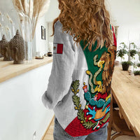 Mexico Women Casual Shirt Mexican Aztec Pattern - Wonder Print Shop
