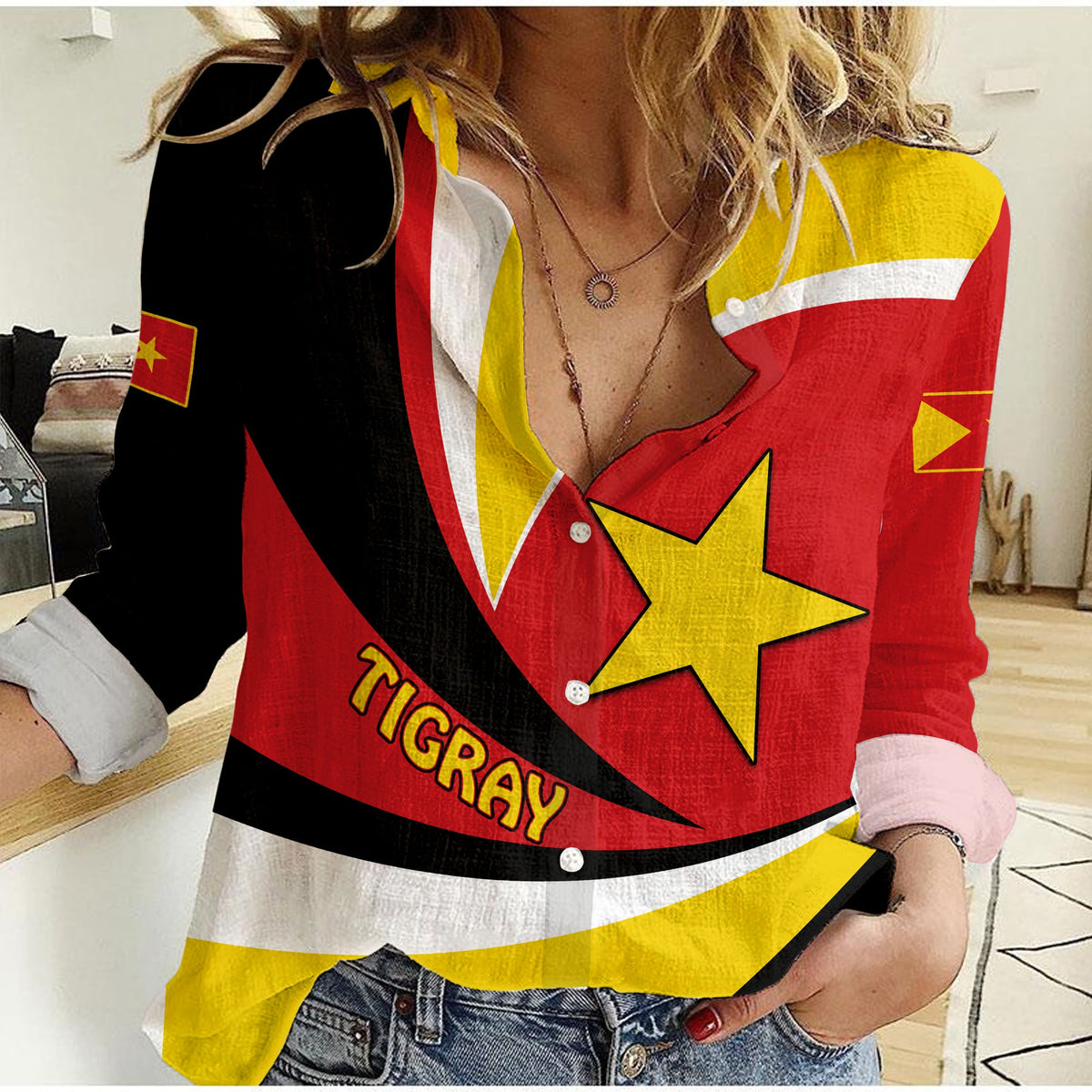 Tigray Women Casual Shirt Style Color Flag LT13 - Wonder Print Shop