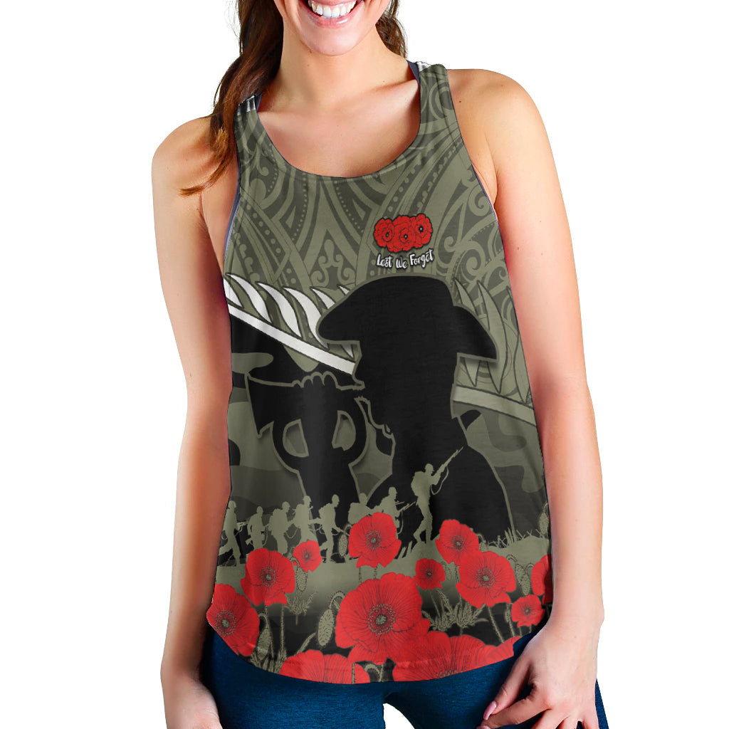 New Zealand ANZAC 2022 Women Racerback Tank Maori Camouflage - Wonder Print Shop