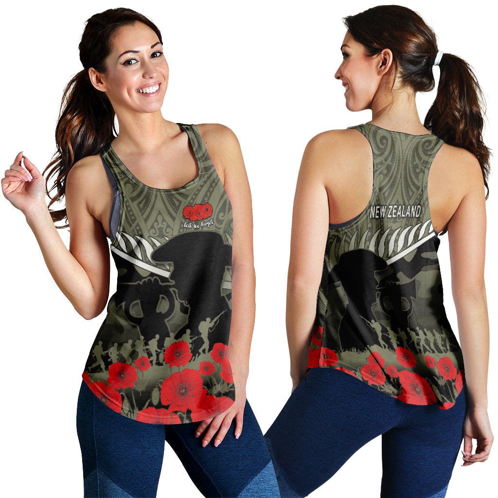 New Zealand ANZAC 2022 Women Racerback Tank Maori Camouflage - Wonder Print Shop