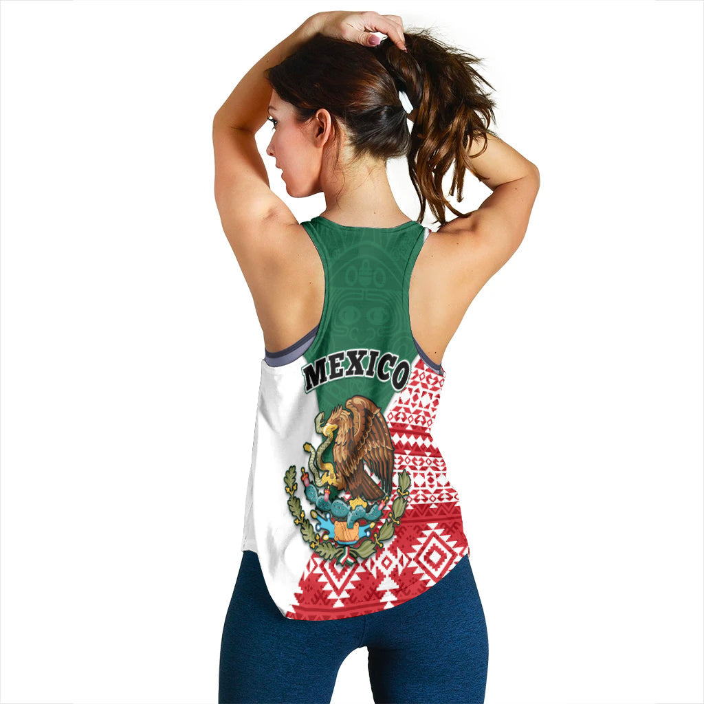 Happy Mexico Fathers Day Women Racerback Tank Mexican Aztec Pattern - Wonder Print Shop