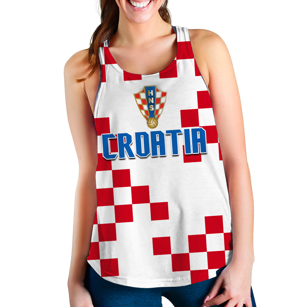 (Custom Personalised) Croatia Football Women Racerback Tank World Cup Champions 2022 Hrvatska LT13