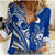 Rarotonga Cook Islands Women Casual Shirt Turtle and Map Style Blue LT13 - Wonder Print Shop