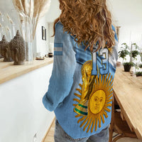 (Custom Text and Number) Argentina Football Women Casual Shirt Vamos La Albiceleste Champions World Cup Vibe Flag LT13 - Wonder Print Shop