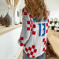 (Custom Text and Number) Croatia Football Women Casual Shirt World Cup Champions 2022 Hrvatska LT13 - Wonder Print Shop