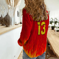 (Custom Text and Number) Portugal Football Women Casual Shirt Champions Soccer World Cup My Heartbeat Fire LT13 - Wonder Print Shop