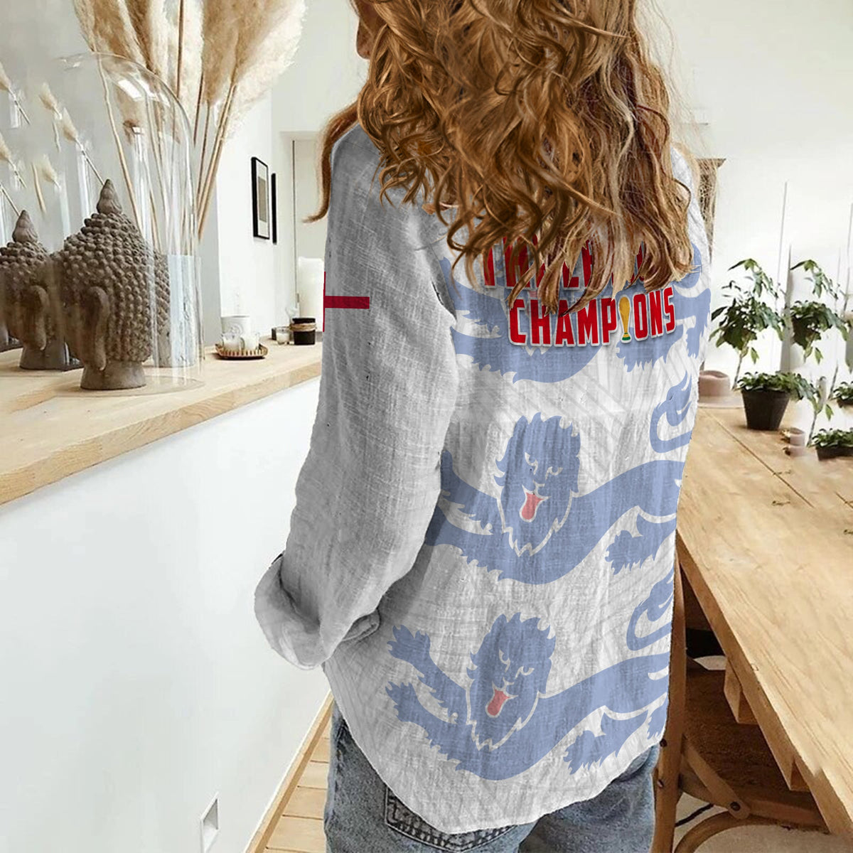 England Football Women Casual Shirt Come On Three Lions Soccer Champions World Cup Ver.02 LT13 - Wonder Print Shop
