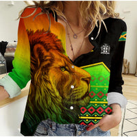 Jamaica Lion Women Casual Shirt Jamaican Pattern Version Reggae Colors LT13 - Wonder Print Shop
