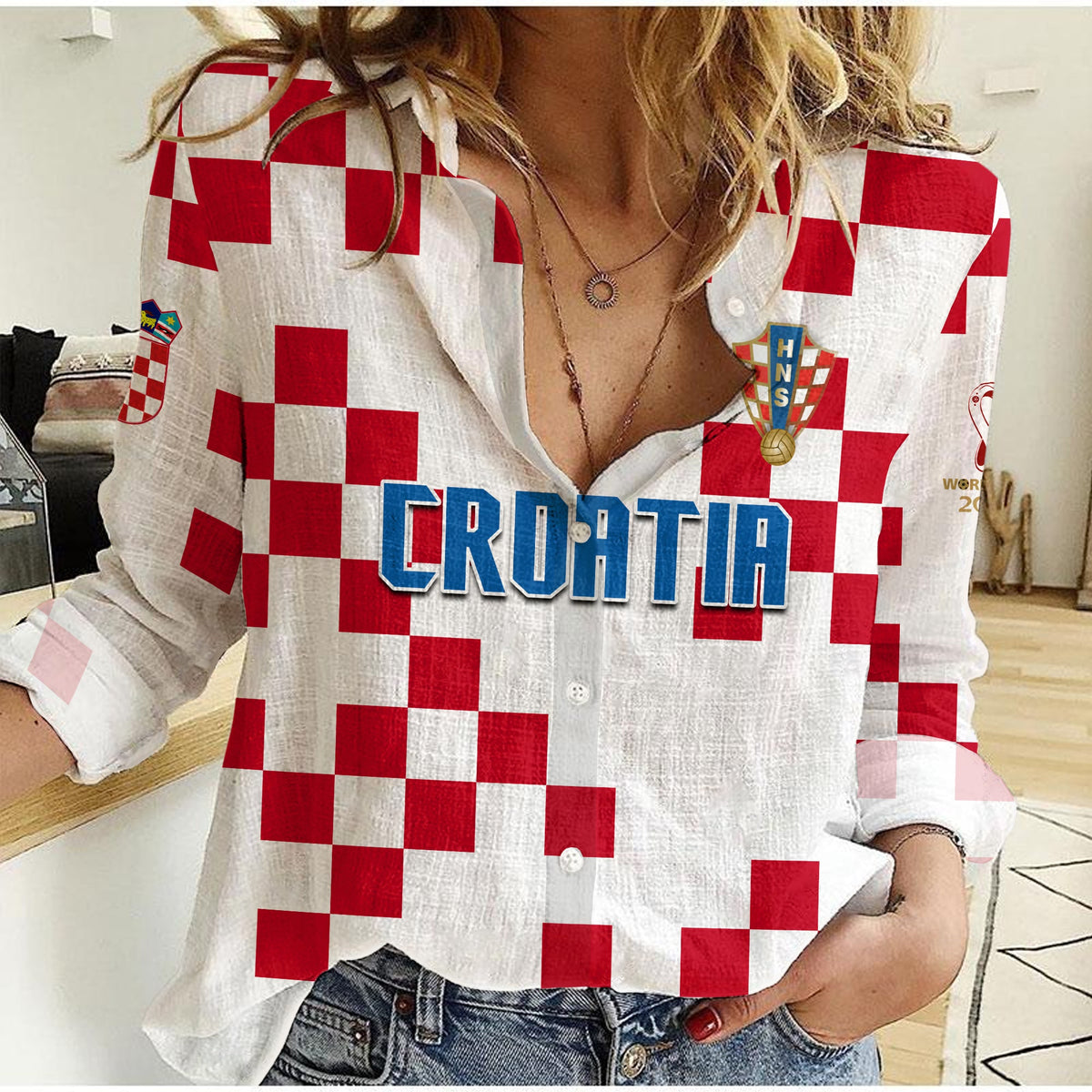 Croatia Football Women Casual Shirt World Cup Champions 2022 Hrvatska LT13 - Wonder Print Shop