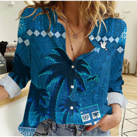 Custom Personalised Bula Fiji Day Women Casual Shirt Fijian Tapa with Palm Tree 52nd Anniversary LT13 - Wonder Print Shop