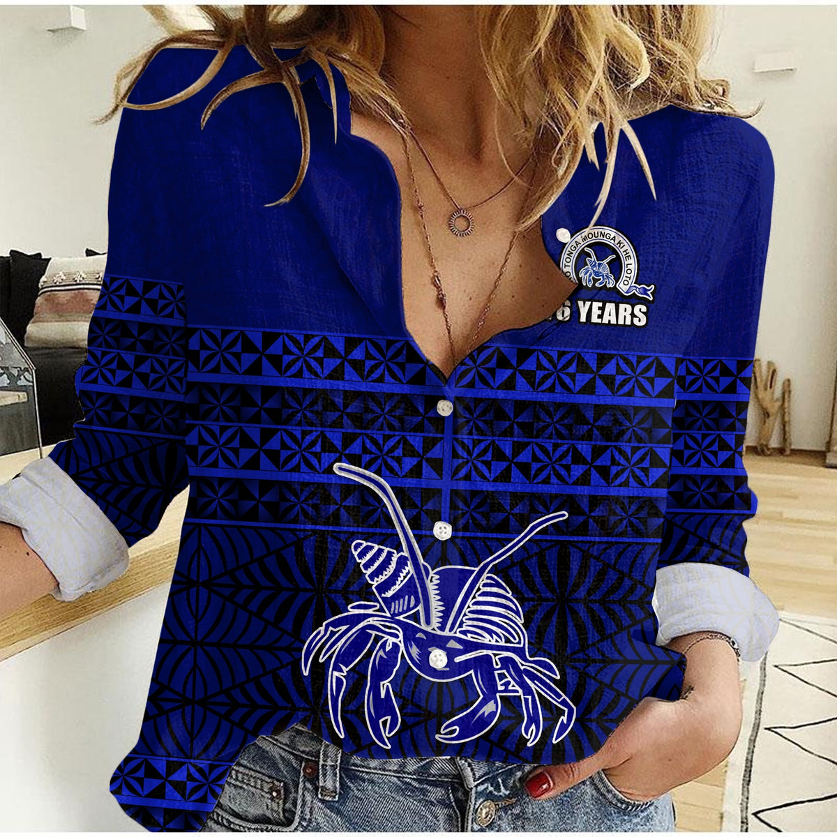 Taufaahau Pilolevu Women Casual Shirt 76 Years Tongan Pattern LT13 - Wonder Print Shop