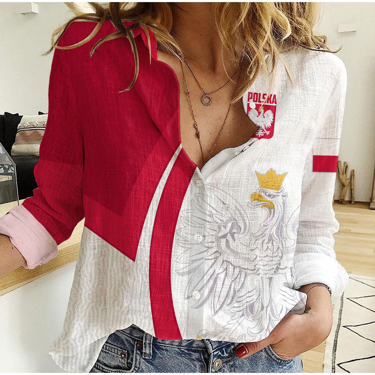 Poland Football Women Casual Shirt Come On Biao Czerwoni Soccer Polski Champions World Cup LT13 - Wonder Print Shop