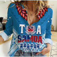 (Custom Text and Number) Toa Samoa Rugby Women Casual Shirt Manu Siva Tau Style Ulafala LT13 - Wonder Print Shop
