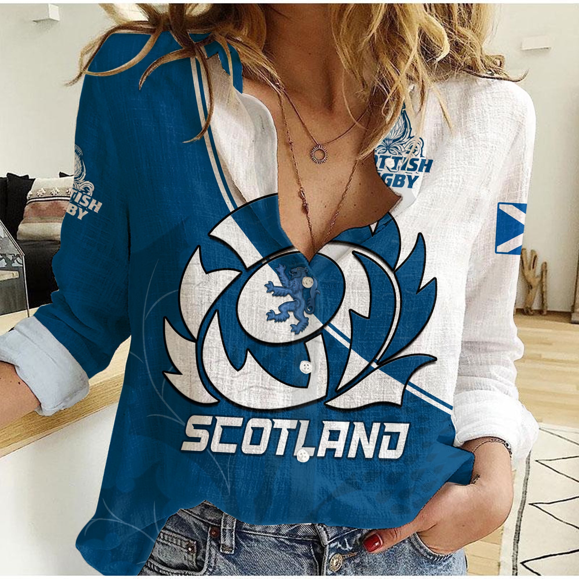 scotland-rugby-women-casual-shirt-scottish-coat-of-arms-mix-thistle-newest-version