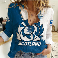 Scotland Rugby Women Casual Shirt Scottish Coat Of Arms Mix Thistle Newest Version - Wonder Print Shop