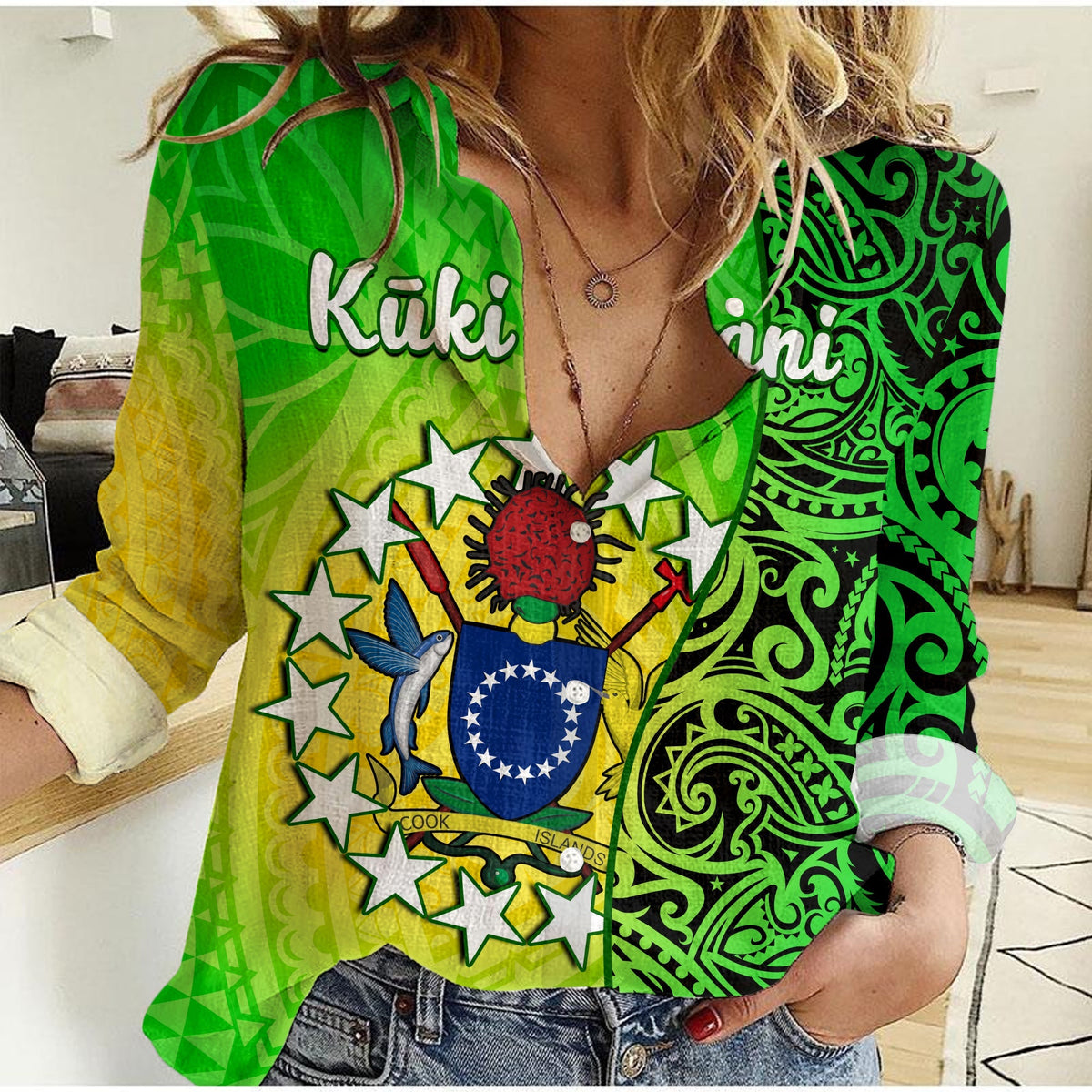 Cook Islands Women Casual Shirt Cook Islands Coat Of Arms Turtle Polynesian - Wonder Print Shop