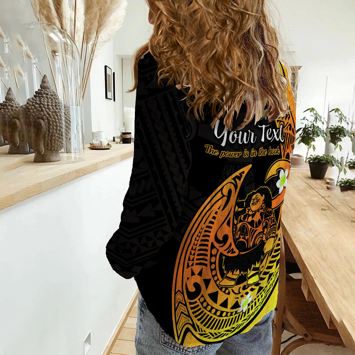 (Custom Personalised) Mauis Fish Hook Women Casual Shirt Polynesian Gold Gradient Version - Wonder Print Shop