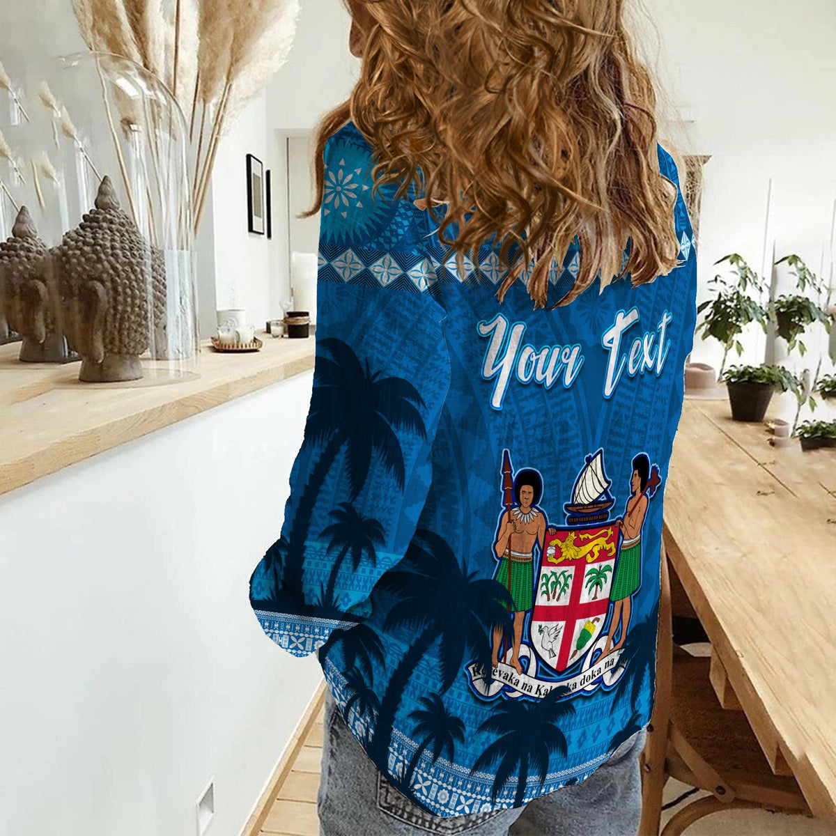 Custom Personalised Bula Fiji Day Women Casual Shirt Fijian Tapa with Palm Tree 52nd Anniversary LT13 - Wonder Print Shop