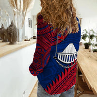 F.A.S.T Samoa Women Casual Shirt Samoan Coat Of Arms Polynesian Pattern - Wonder Print Shop