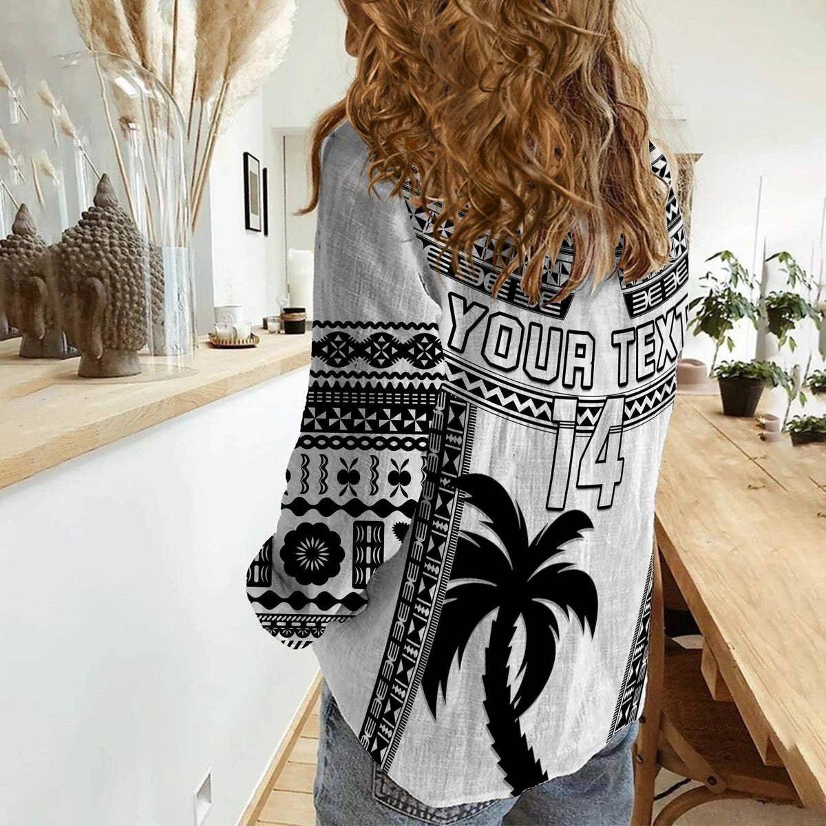 Custom Text And Number Fiji Rugby Women Casual Shirt Pacific The Bati Black Fijian Tapa - Wonder Print Shop