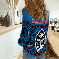 (Custom Personalised) Guam Chamorro Women Casual Shirt Latte Stone Blue Polynesian Haligi LT13 - Wonder Print Shop