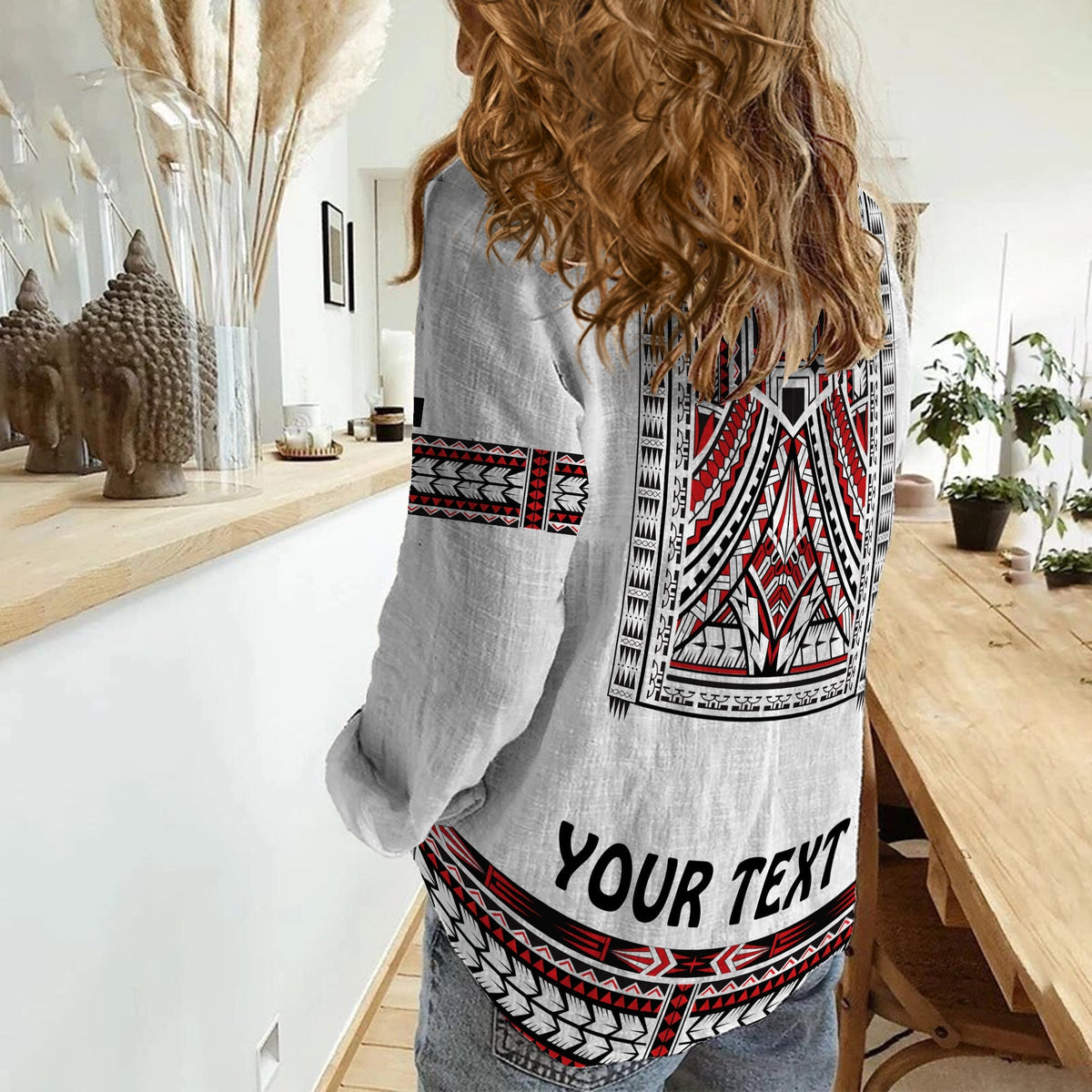 Custom Personalised Polynesian Women Casual Shirt Dashiki With Polynesian Tattoo Royal Version - Wonder Print Shop