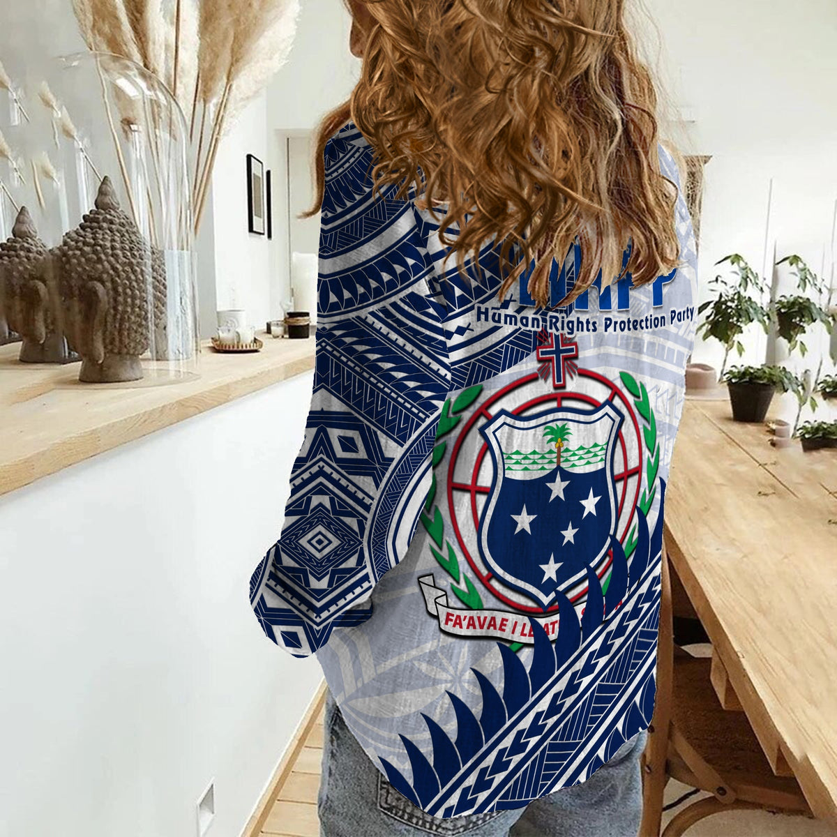 HRPP Samoa Women Casual Shirt Samoan Coat Of Arms Polynesian Pattern - Wonder Print Shop