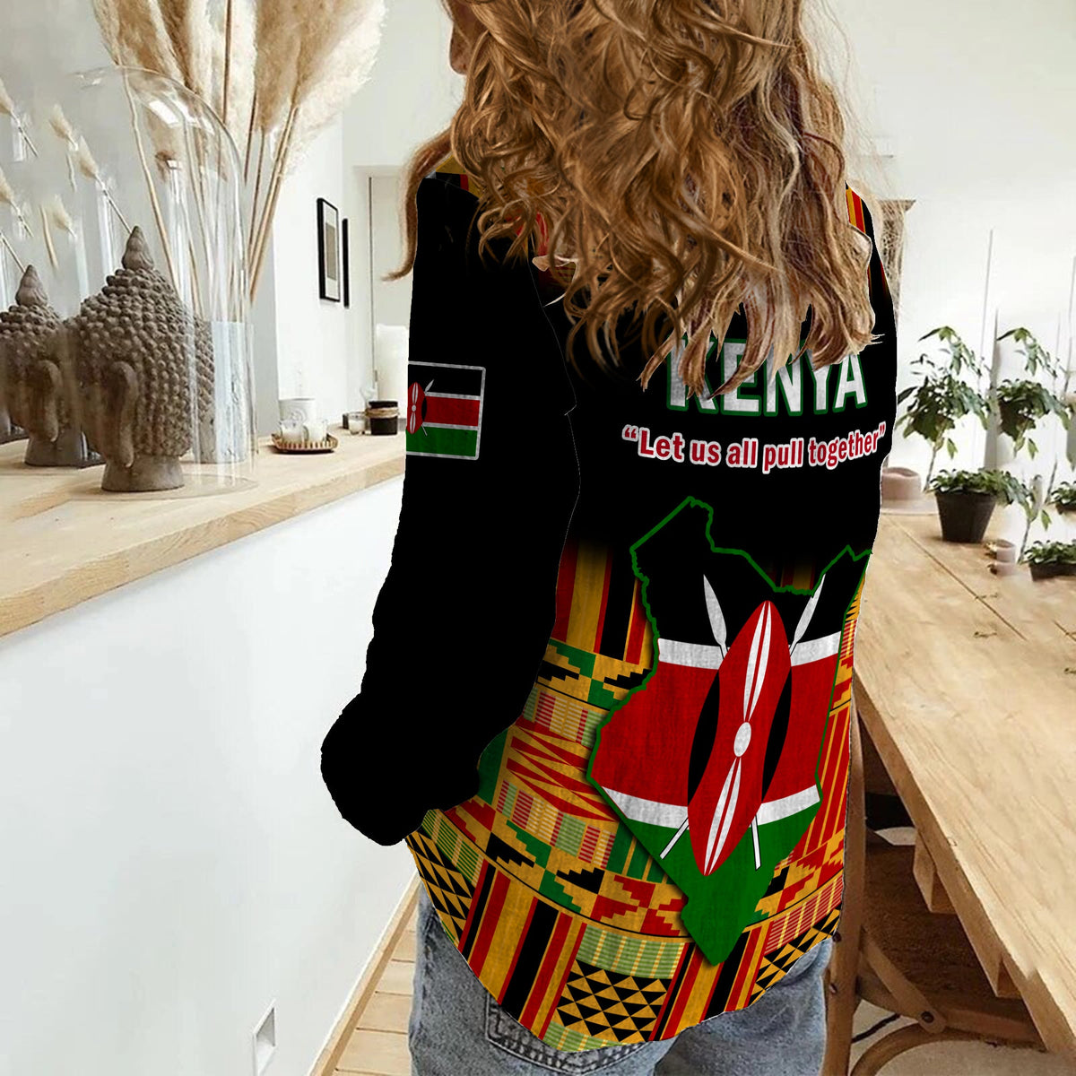 Kenya Women Casual Shirt Happy Jamhuri Day Kenyan Pattern - Wonder Print Shop