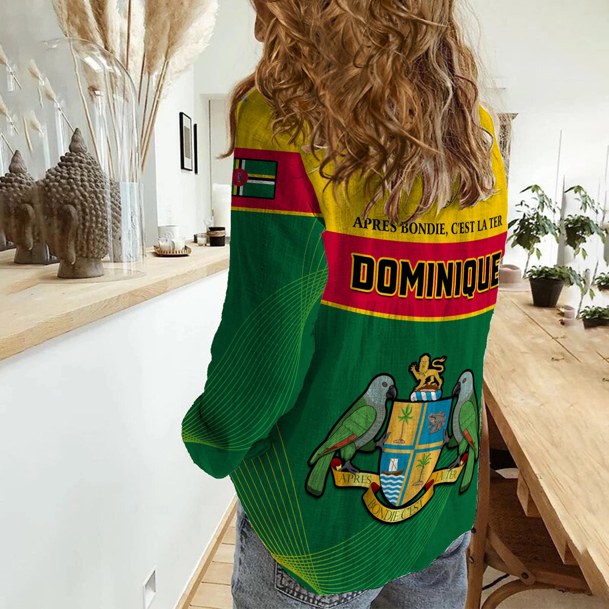 Dominica Women Casual Shirt Dominican Coat Of Arms With Map - Wonder Print Shop