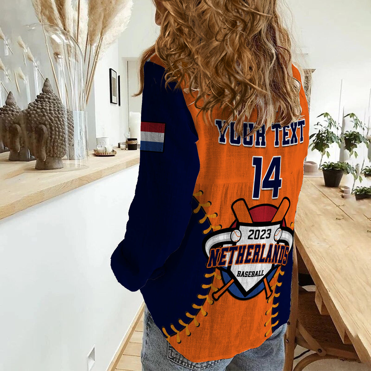(Custom Text And Number) Netherlands Baseball 2023 Women Casual Shirt Sporty Style - Wonder Print Shop