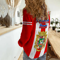 Puerto Rico Women Casual Shirt Coat Of Arms Mix Flag - Wonder Print Shop