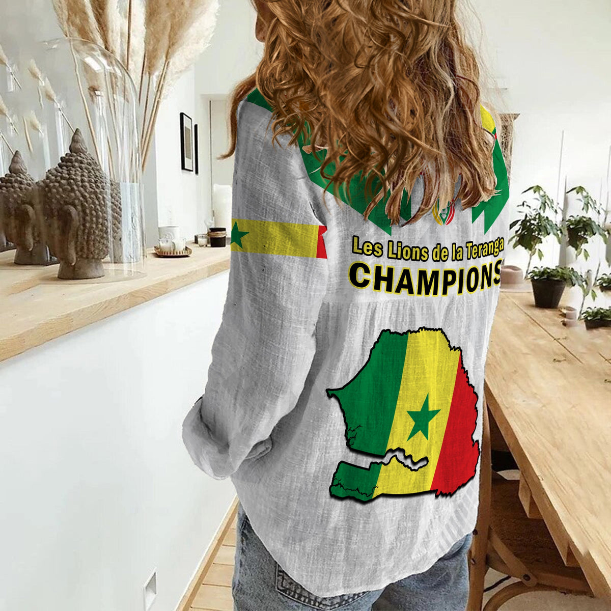 Senegal Football Women Casual Shirt Champions WC 2022 - Wonder Print Shop