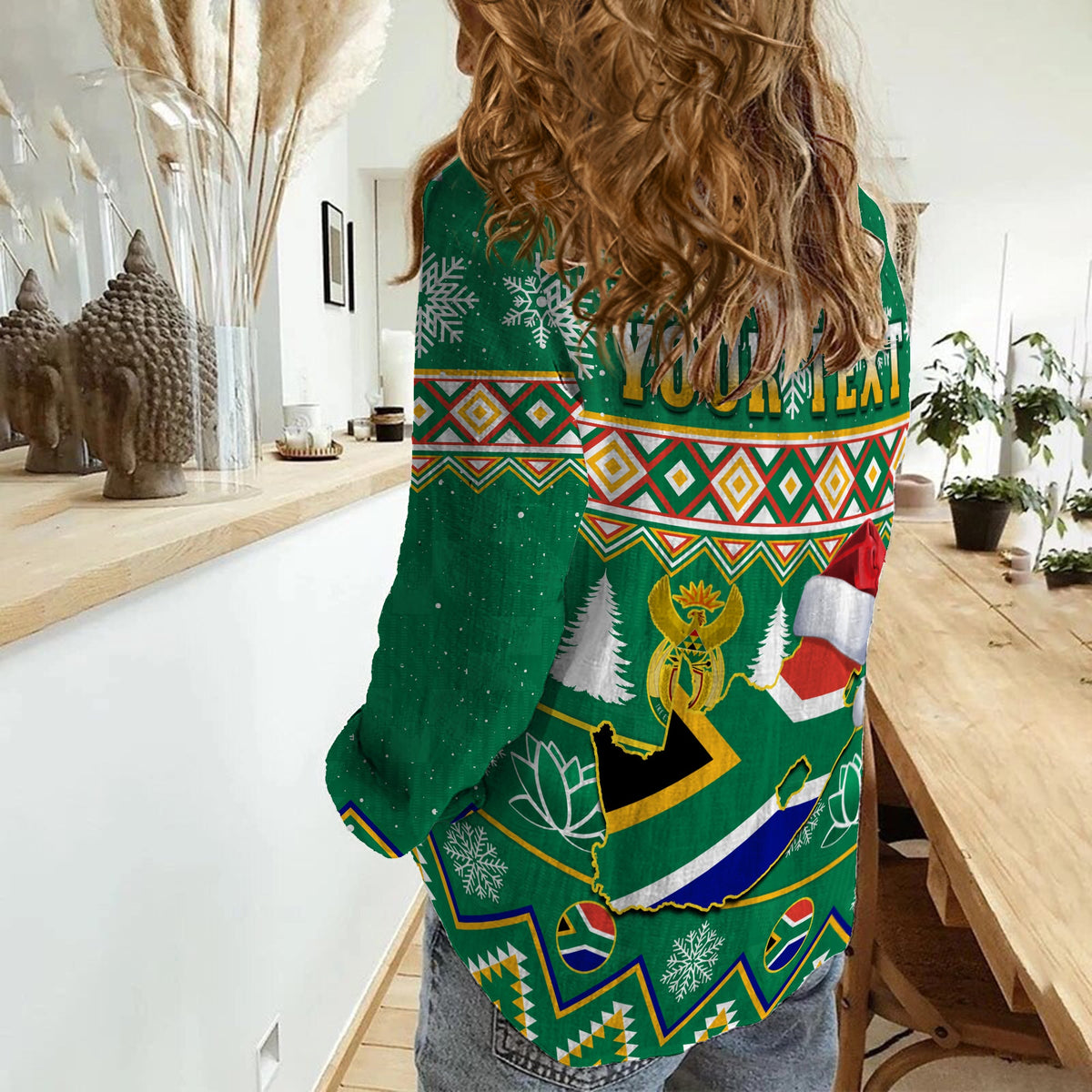 (Custom Personalised) South Africa Christmas Women Casual Shirt King Protea Geseende Kersfees - Wonder Print Shop