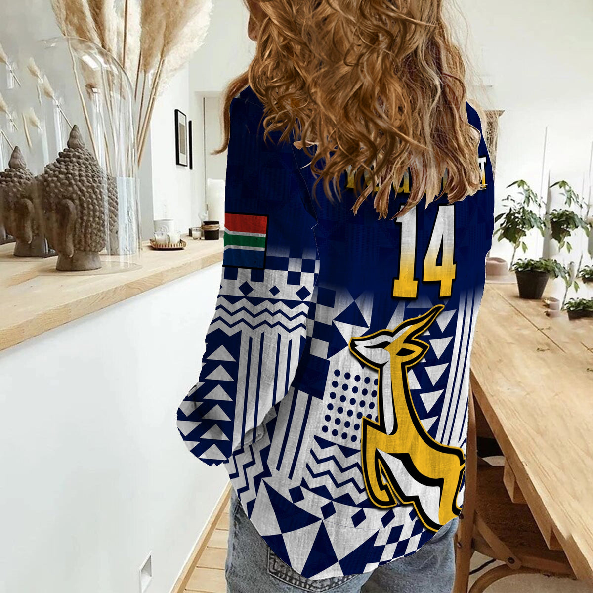 (Custom Text And Number) South Africa Rugby Women Casual Shirt Outgoing Tour Go Springboks - Wonder Print Shop