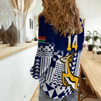 (Custom Text And Number) South Africa Rugby Women Casual Shirt Outgoing Tour Go Springboks - Wonder Print Shop