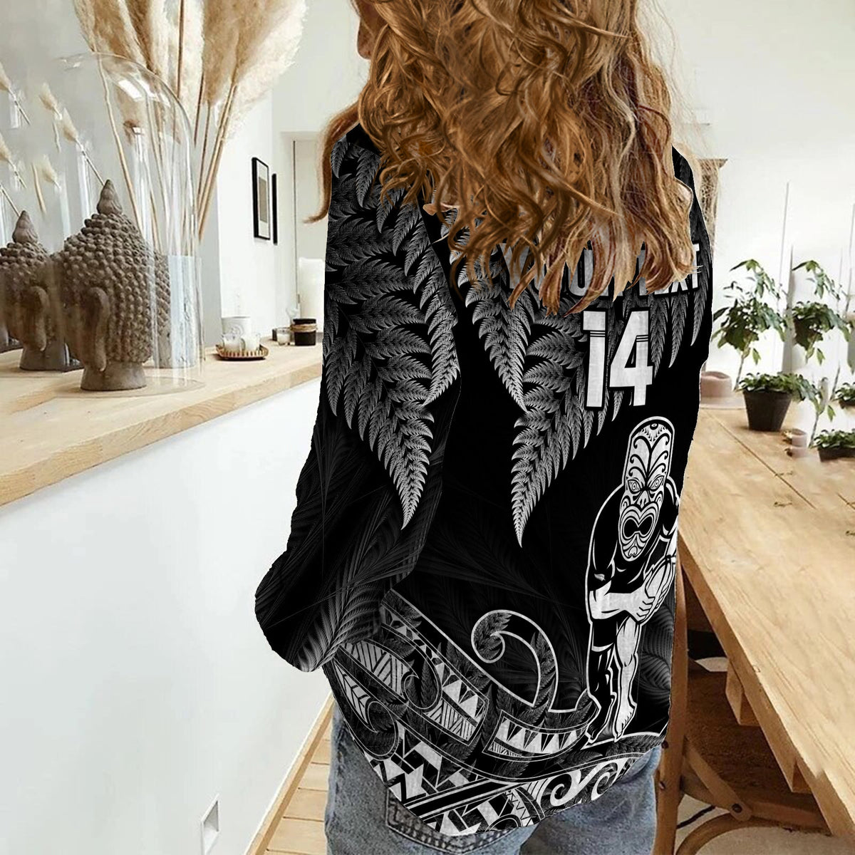 (Custom Text And Number) New Zealand Silver Fern Rugby Women Casual Shirt All Black Koru Maori - Wonder Print Shop