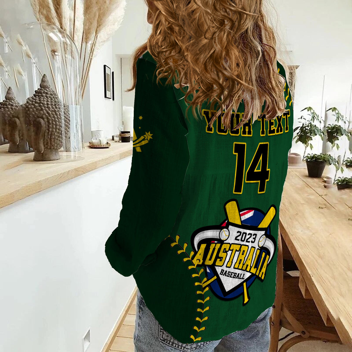 (Custom Text And Number) Australia Baseball 2023 Women Casual Shirt Go Aussie - Wonder Print Shop