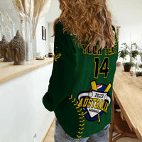 (Custom Text And Number) Australia Baseball 2023 Women Casual Shirt Go Aussie - Wonder Print Shop