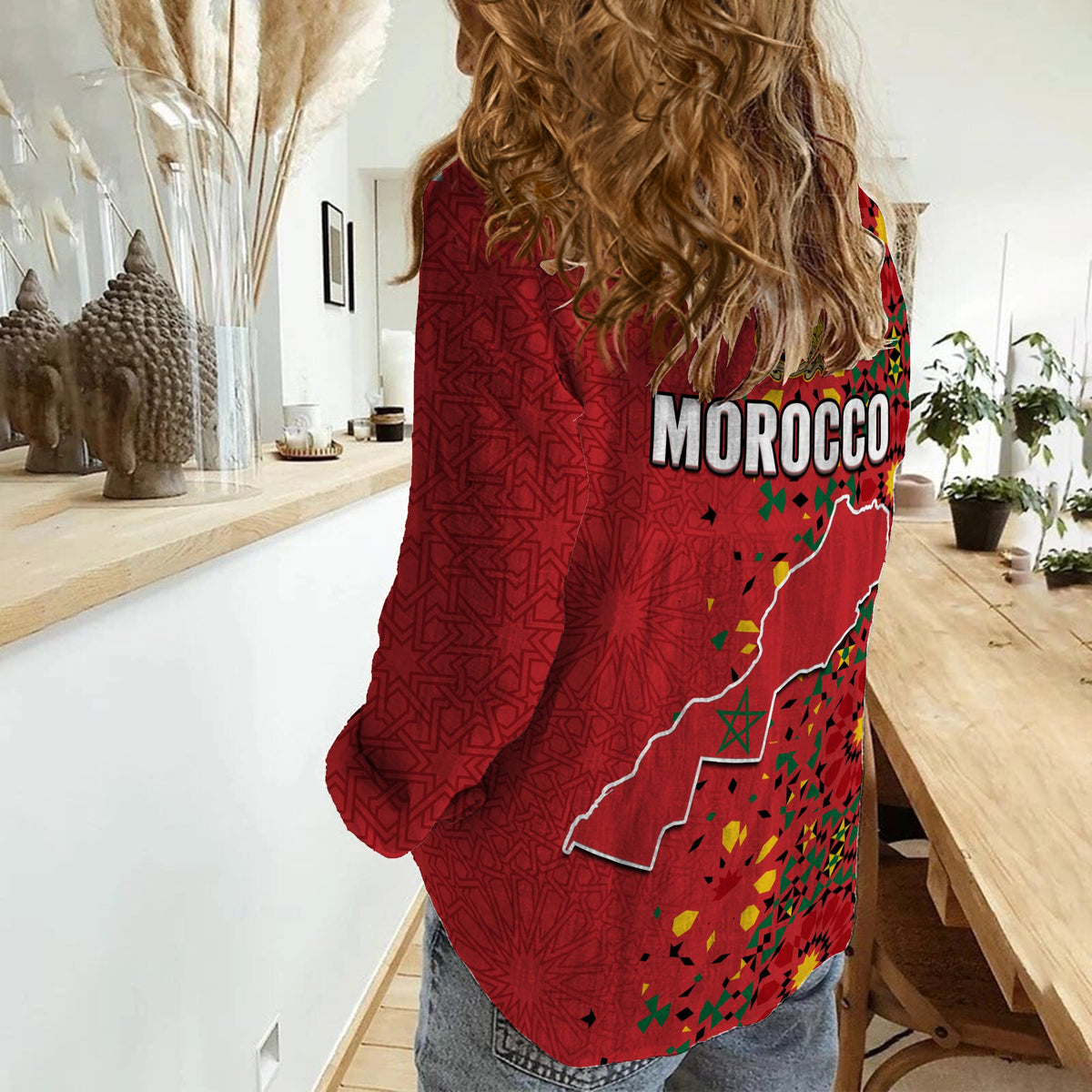 Morocco Western Sahara Women Casual Shirt Map Red Moroccan Is Always In My Heart - Wonder Print Shop
